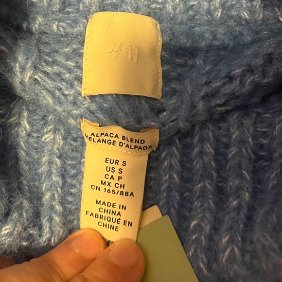 H&M blue oversized long alpaca wool blend cable-knit chunky sweater tunic NWT - Picture 9 of 11